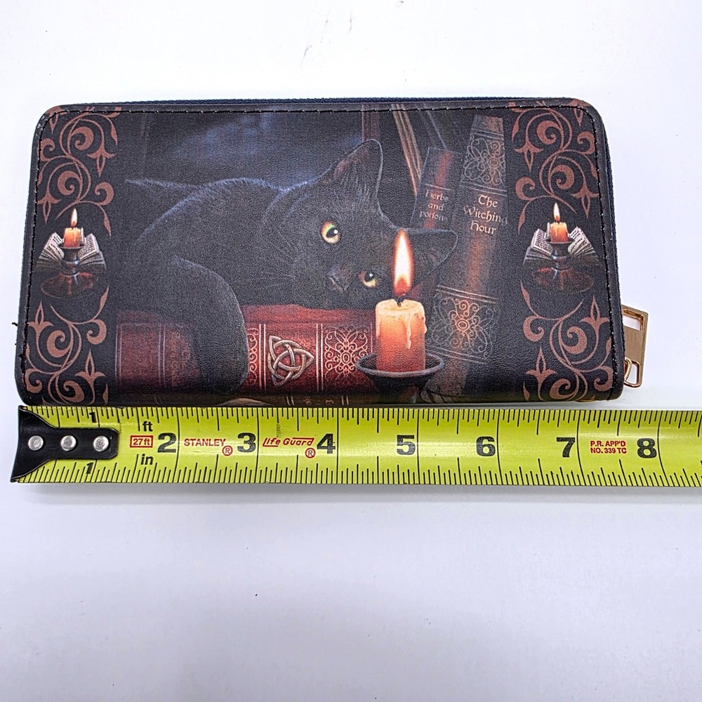 Lisa Parker The Witching Hour Black Cat Gothic Zip Around Wallet Organizer - Picture 6 of 8